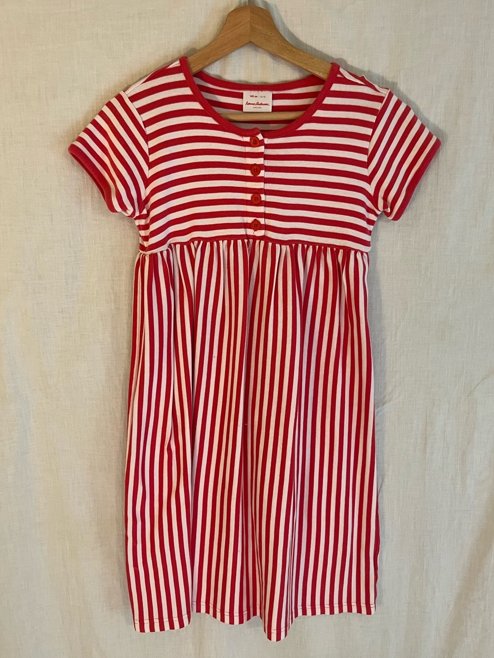 Hanna Andersson Red & White Striped Button-Front Dress